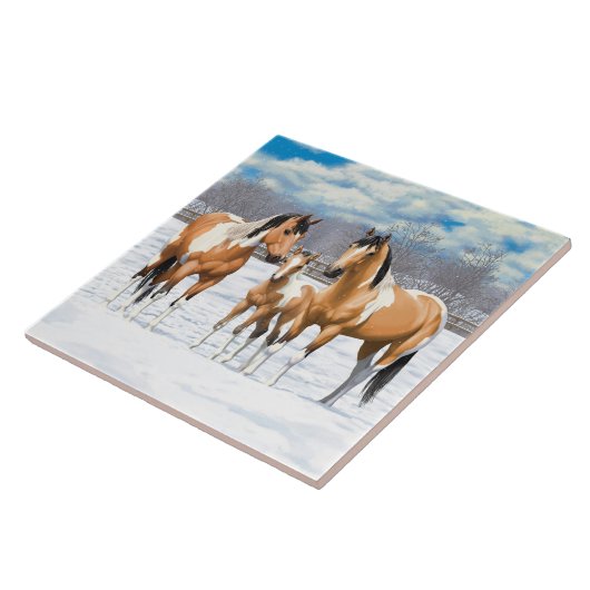 Buckskin Paint Horns in Snow Fliese (Seite)