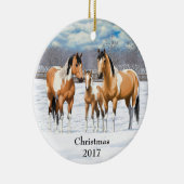 Buckskin Paint Horns in Snow Keramik Ornament (Rechts)