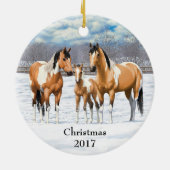 Buckskin Paint Horns in Snow Keramik Ornament (Hinten)