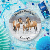 Buckskin Paint Horns in Snow Pappteller (Party)