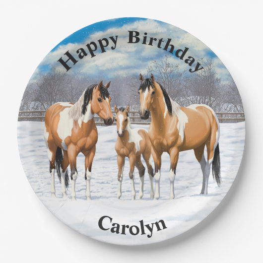 Buckskin Paint Horns in Snow Pappteller (Vorderseite)