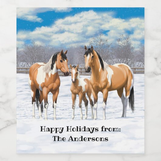 Buckskin Paint Horns in Snow Weinetikett (Einzelnes Label)