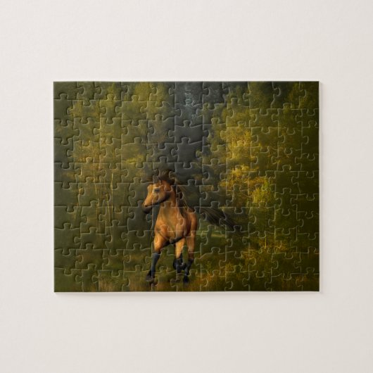 Buckskin Pferd im Waldpuzzle Puzzle (Horizontal)