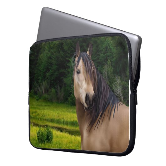 Buckskin Pferd Laptopschutzhülle (Vorderseite Links)