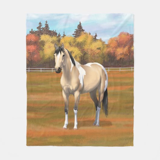 Buckskin Pinto Dun Paint Horse Staillion Fleecedecke (Vorderseite)