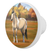 Buckskin Pinto Dun Paint Horse Staillion Keramikknauf (Rechts)