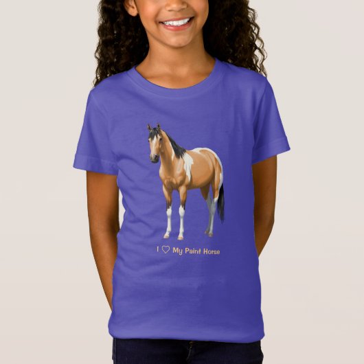 Buckskin Pinto Dun Paint Horse Staillion T-Shirt (Vorderseite)