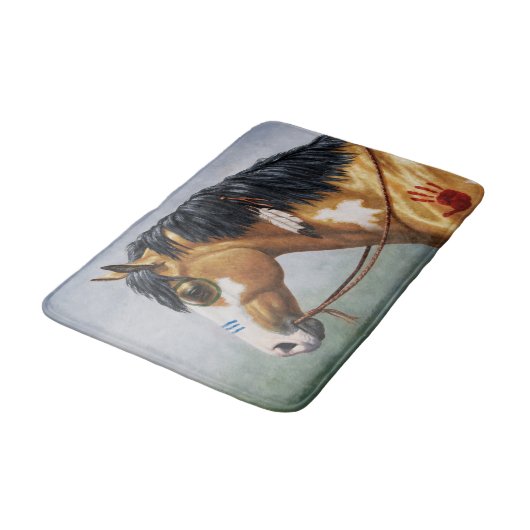 Buckskin Pinto Indianerpferd Badematte (Schrägansicht)