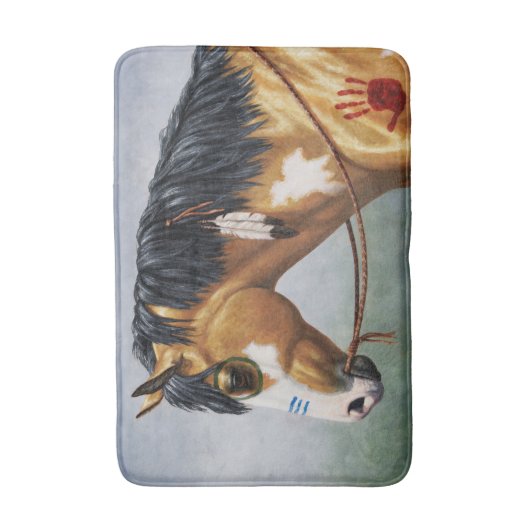 Buckskin Pinto Indianerpferd Badematte (Vorderseite Vertikal)