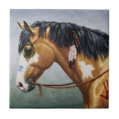 Buckskin Pinto Indianerpferd Fliese (Vorderseite)