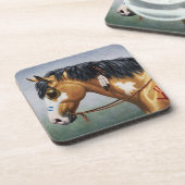 Buckskin Pinto Indianerpferd Getränkeuntersetzer (Linke Seite)