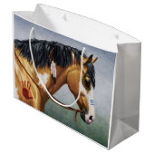 Buckskin Pinto Indianerpferd Große Geschenktüte (Rückseite Schrägansicht)