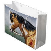 Buckskin Pinto Indianerpferd Große Geschenktüte (Vorderseite Schrägansicht)