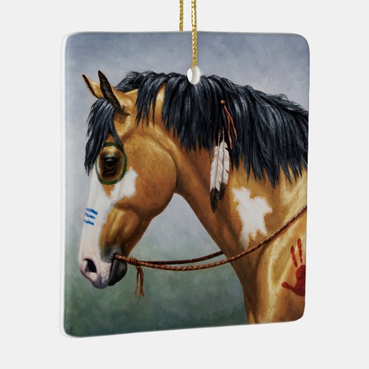 Buckskin Pinto Indianerpferd Keramikornament (Rechts)