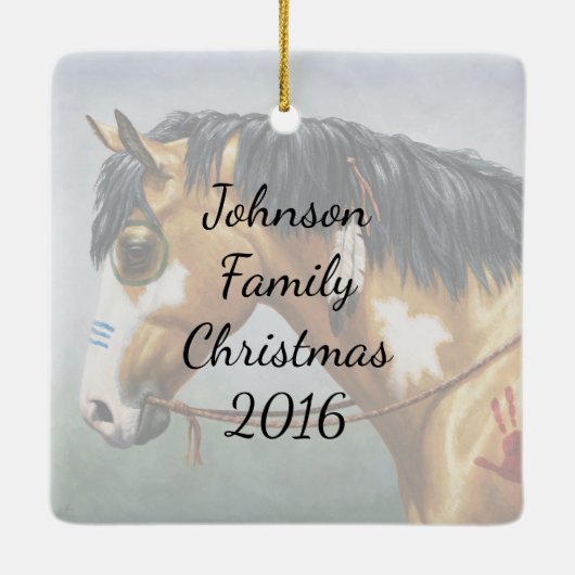 Buckskin Pinto Indianerpferd Keramikornament (Rückseite)