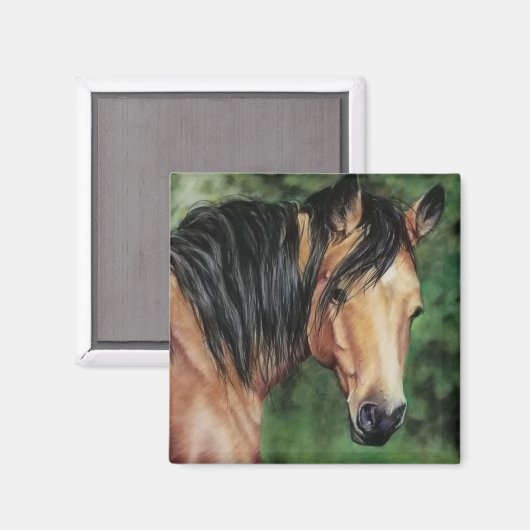 Buckskin Quarter Horse Mare Magnet (Vorderseite/Rückseite)