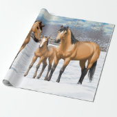 Buckskin Quarter Pferde im Schnee Geschenkpapier (Ungerollt)