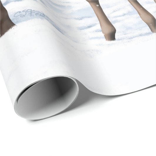 Buckskin Quarter Pferde im Schnee Geschenkpapier (Rolleneckpunkt)