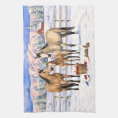 Buckskin Quarter Pferde im Schnee Geschirrtuch (Vertikal)