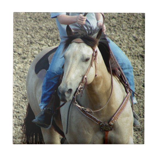 Buckskin Rodeo Horse Fliese (Vorderseite)