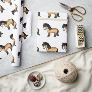 Buckskin Shetland Pony Niedlich Cartoon Pony Patte Geschenkpapier