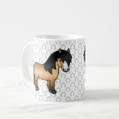 Buckskin Shetland Pony Niedlicher Cartoon Illustra Kaffeetasse (Vorderseite Links)