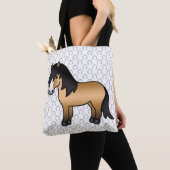 Buckskin Shetland Pony Niedlicher Cartoon Illustra Tasche (Von Nahem)