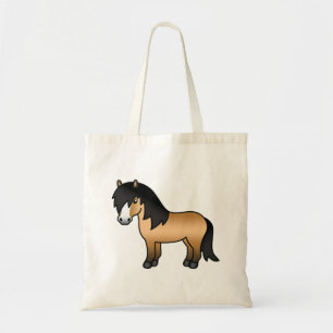 Buckskin Shetland Pony Niedlicher Cartoon Illustra Tragetasche
