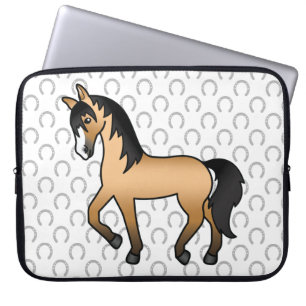 Buckskin Trotting Horse Niedlicher Cartoon Illustr Laptopschutzhülle