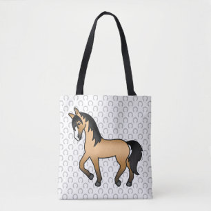 Buckskin Trotting Horse Niedlicher Cartoon Illustr Tasche