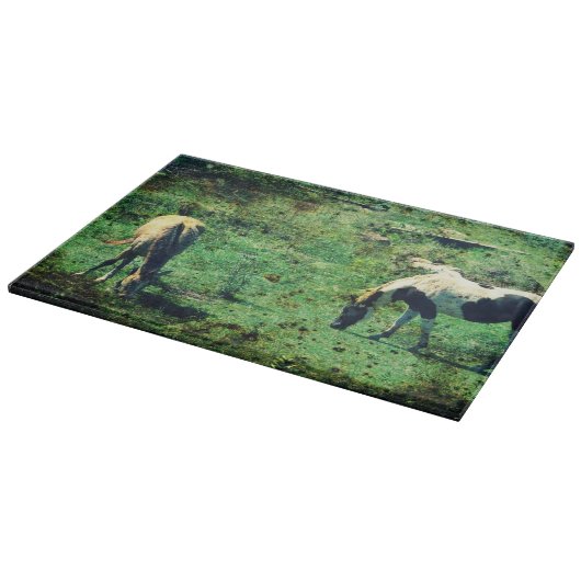 Buckskin und Pinto Grunge Schneidebrett (Ecke)