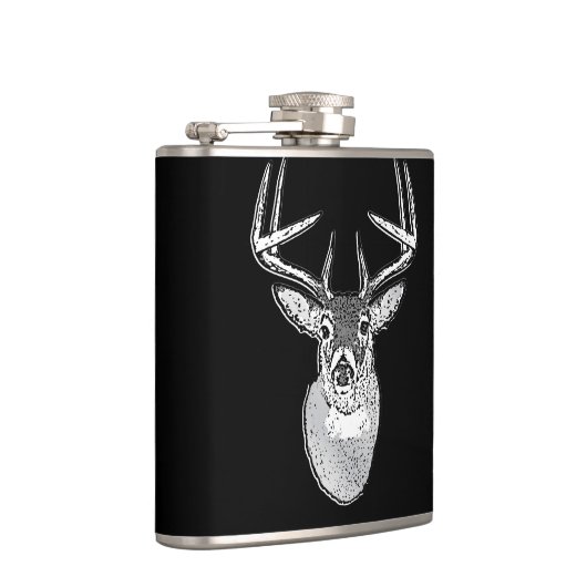 Bucktrophäe auf Schwarz-weißem Schwanz Hirsch Flachmann (Rechts)