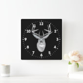 Bucktrophie auf Schwarz-weißem Schwanz Deer on a Quadratische Wanduhr (Zuhause)