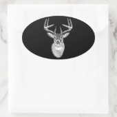 Bucktrophie auf Schwarz-weißem Schwanz Hirsch Ovaler Aufkleber (Tasche)
