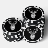 Bucktrophie auf Schwarz-weißem Schwanz Hirsch Pokerchips (Stapel)
