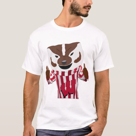 Bucky Badger Cartoon Zeichnend T-Shirt (Vorderseite)