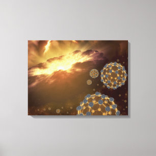 Buckyballs, das in interstellaren Raum schwimmt Leinwanddruck