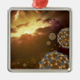 Buckyballs im interstellaren Raum schweben Ornament Aus Metall