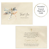 Bucolic Leaves Beige Parchment Orthodox Funeral Dankeskarte