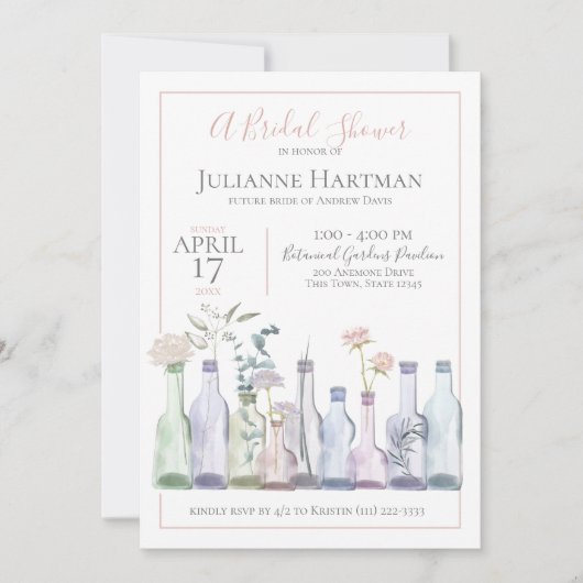 Bud Vases Botanischer Polterabend Einladung (Vorderseite)