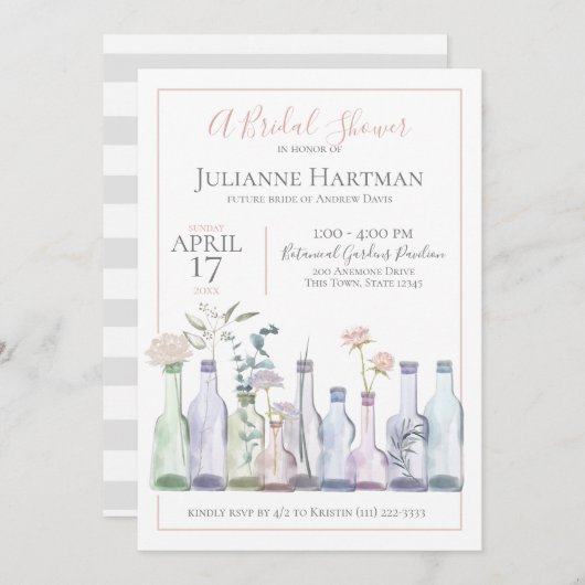 Bud Vases Botanischer Polterabend Einladung (Vorne/Hinten)