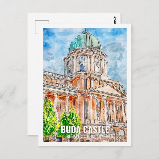 Buda Castle Budapest Reisplatz Wasserfarbe Postkarte (Vorne/Hinten)