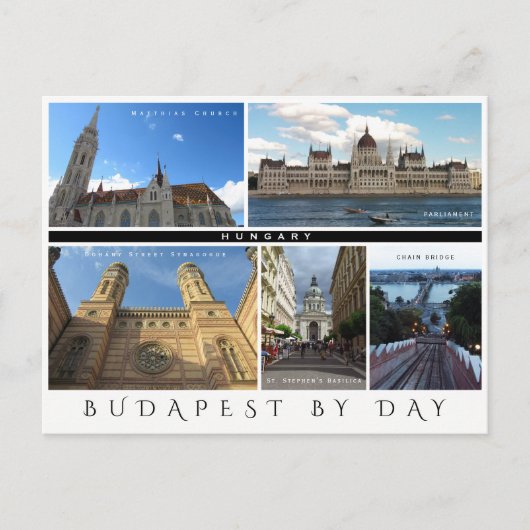 Budapest am Tag Postkarte (Vorderseite)