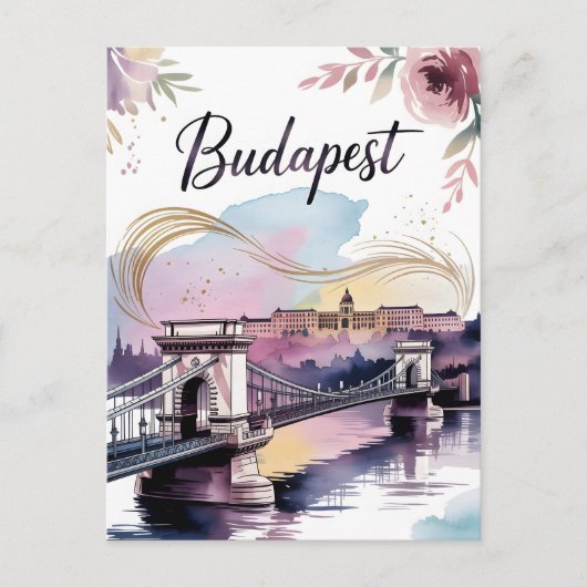 Budapest Aquarellfarbe Postkarte (Vorderseite)