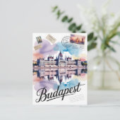 Budapest Aquarellfarbe Postkarte (Stehend Vorderseite)