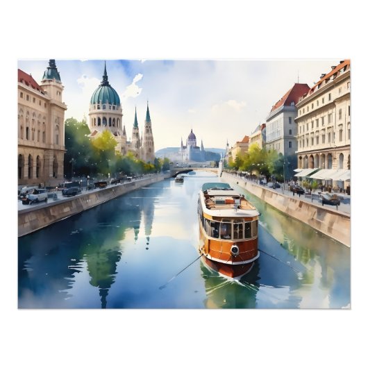Budapest Aquarellkunst Fotodruck (Vorne)