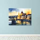 Budapest Aquarellkunst Leinwanddruck (Insitu (Holzboden))