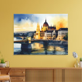 Budapest Aquarellkunst Leinwanddruck (Insitu (Wohnzimmer))