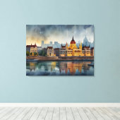 Budapest Aquarellkunst Leinwanddruck (Insitu (Holzboden))