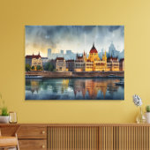 Budapest Aquarellkunst Leinwanddruck (Insitu (Wohnzimmer))
